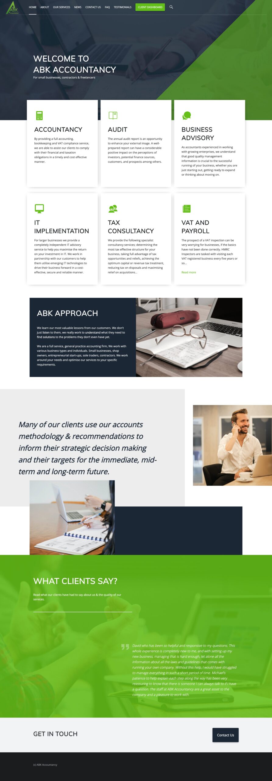 The full ABK Accountancy homepage