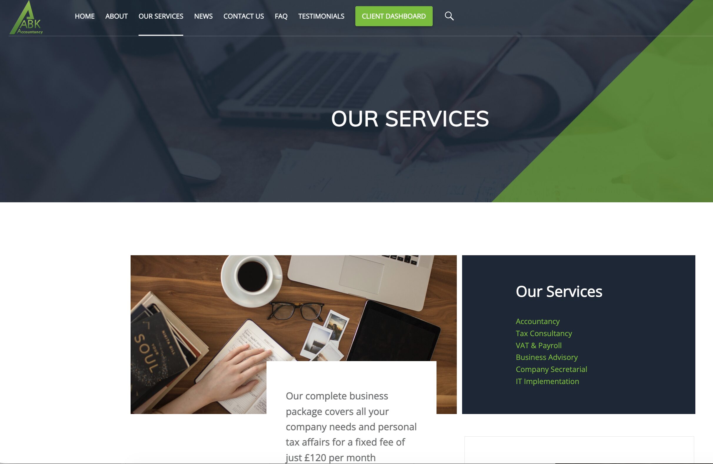 The full ABK Accountancy services page