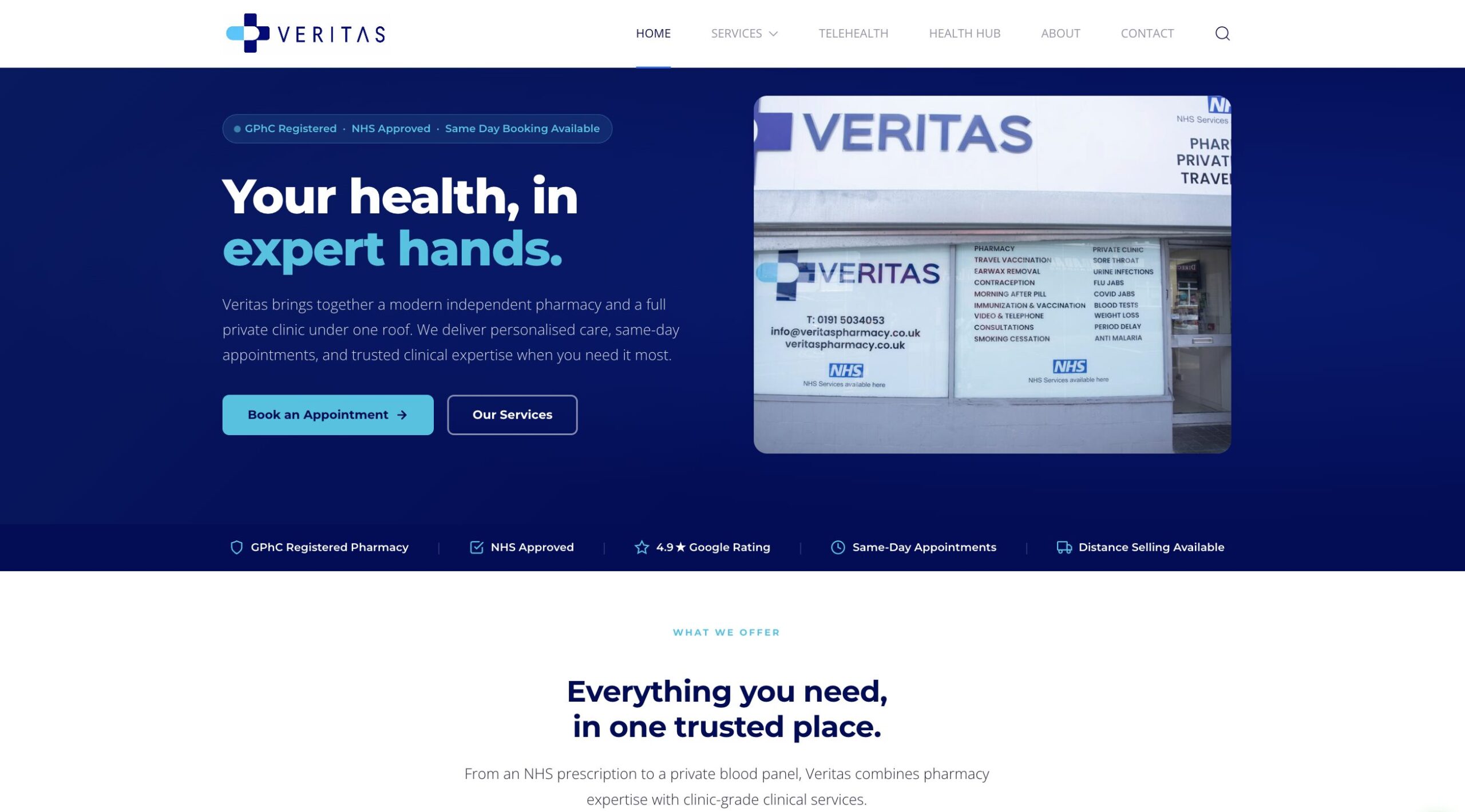 The full Veritas homepage