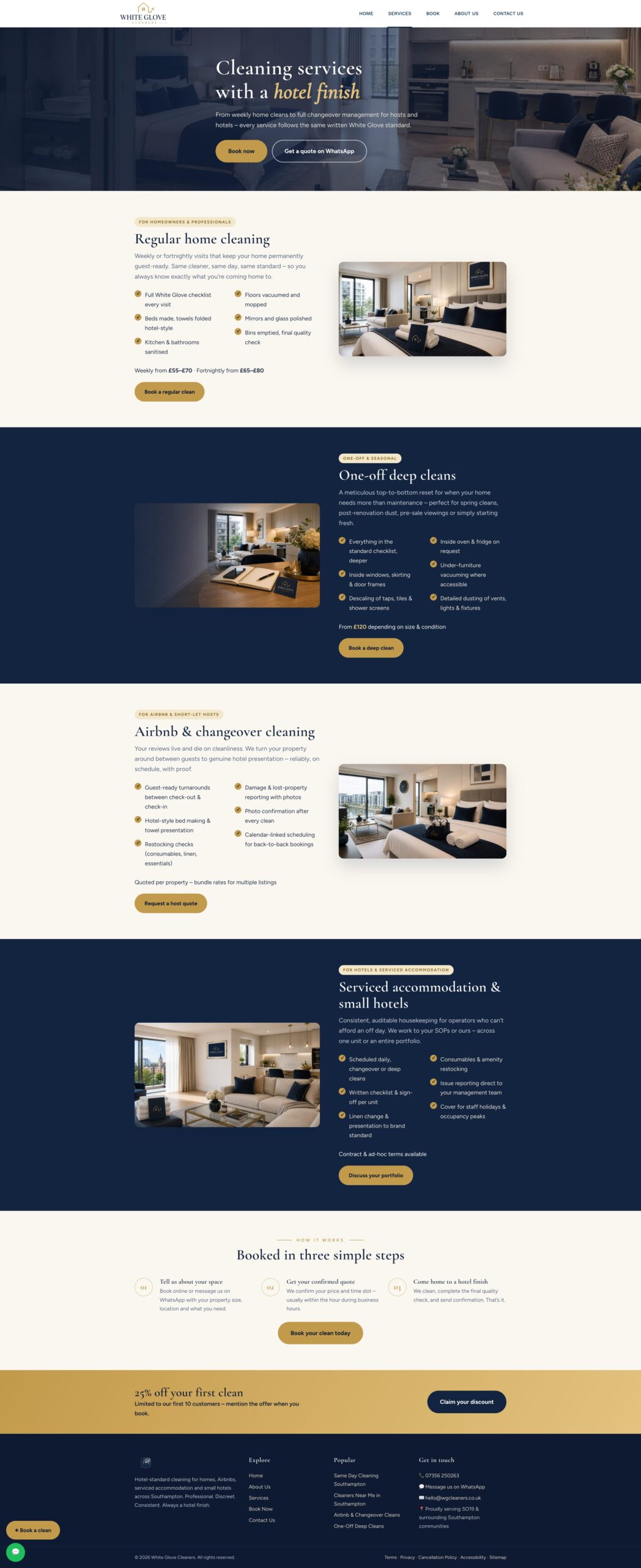 The full White Glove Cleaning services page